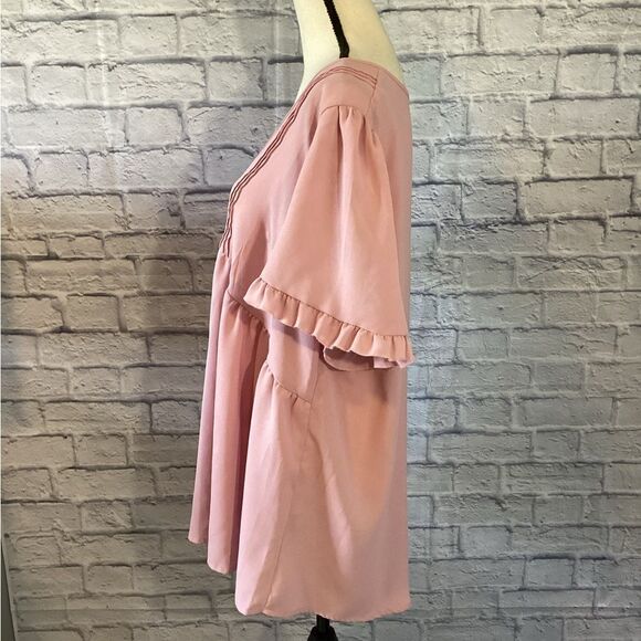 Shein Curve - Women's Pink Ruffle Sleeve Top - 3XL - Picture 2 of 4